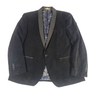 Tallia Velvet Satin Tuxedo Sportscoat 44 R Black Gothic micro pattern blazer